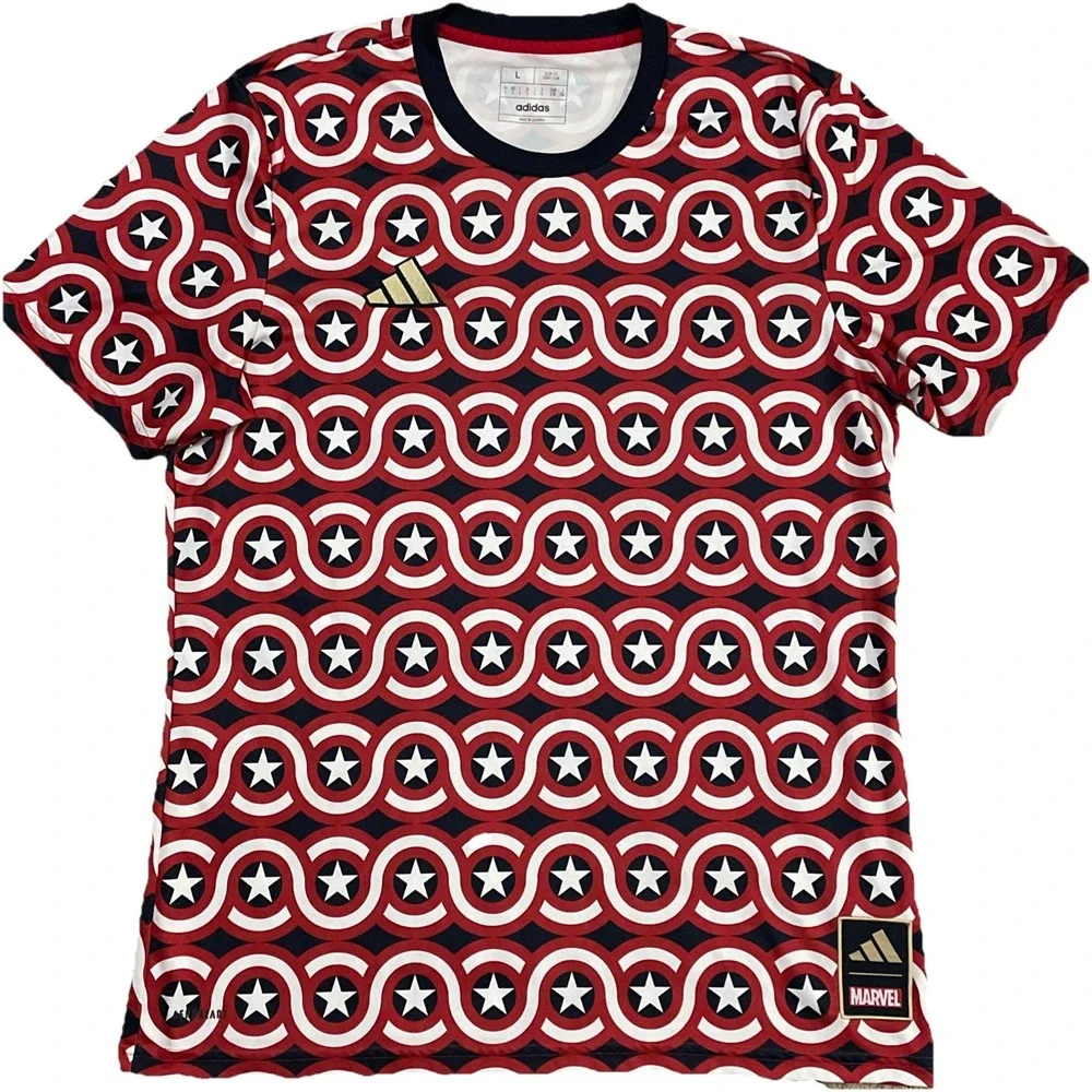 Adidas X Marvel Jersey Mens Large Captain‎ America Prematch Soccer Avengers